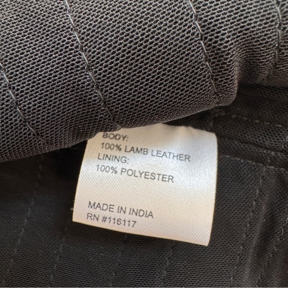 Overland Black Short Lamb Leather and Mesh Stripe Full Zip Jacket Womens Size XS - Picture 15 of 16